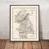 Mappa antica della Contea di Tipperary di Samuel Lewis, 1844: Clonmel, Nenagh, Thurles, Cashel, Cahir 