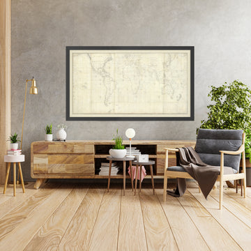 Vecchia mappa nautica del mondo di Heather, 1828: Carta nautica della Compagnia delle Indie Orientali 