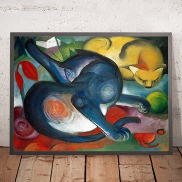 Zwei Katzen, Blau & Gelb von Franz Marc, 1912 