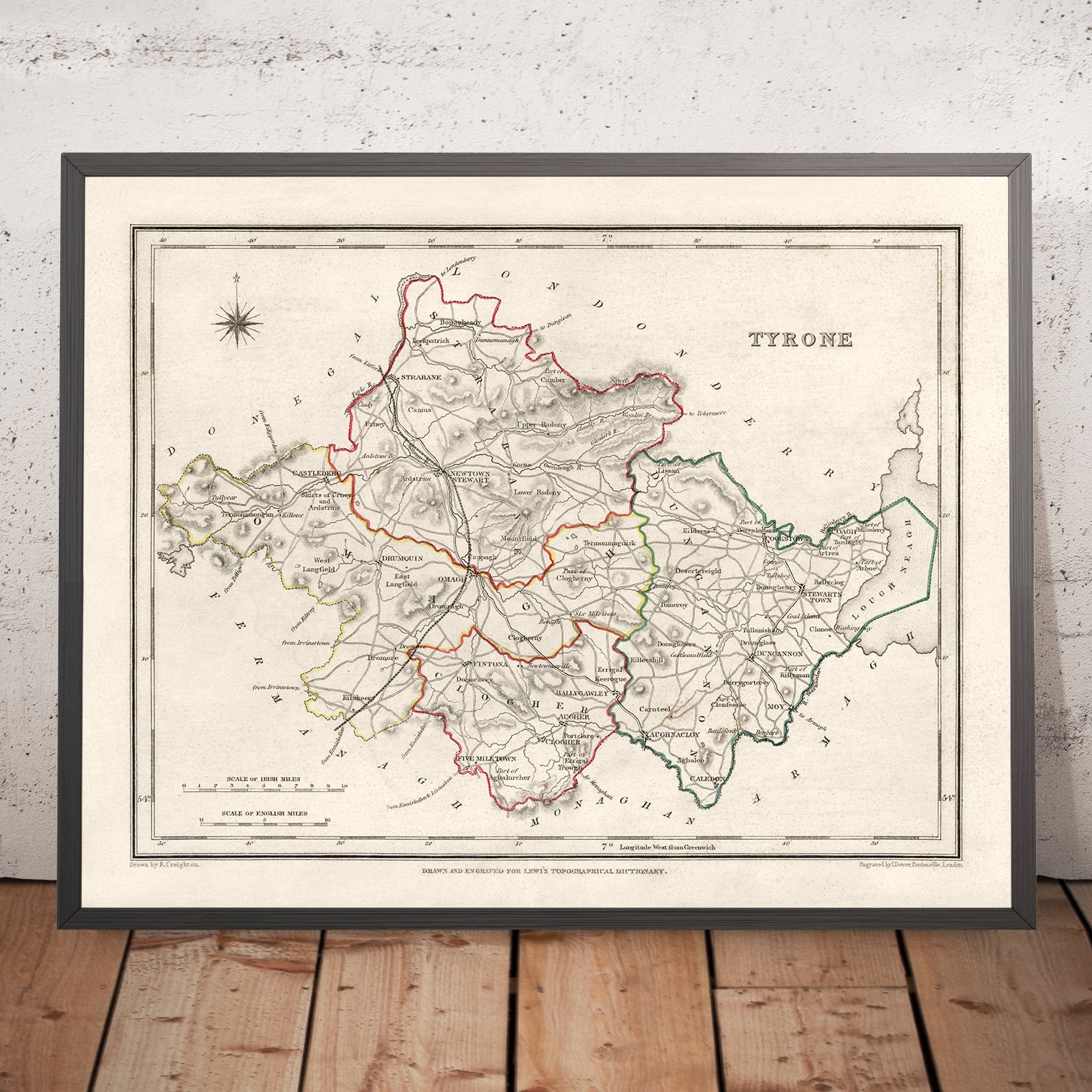Old Map of County Tyrone by Samuel Lewis, 1844: Omagh, Strabane ...