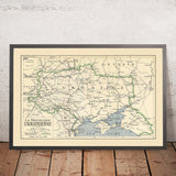Première carte rare de la République d'Ukraine, 1919 : Conférence de paix de Paris, RPU, Crimée, Kouban 