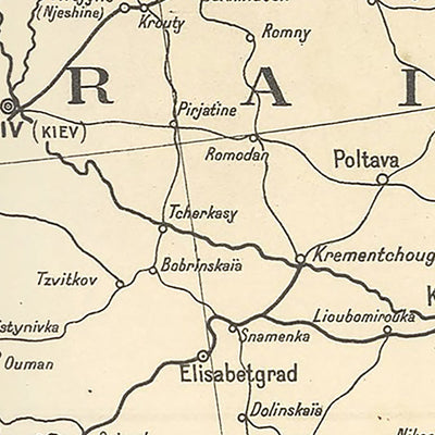 Alte politische Karte der Ukraine, 1919: Kiew, Dnjepr, Schwarzes Meer, Karpaten, Halbinsel Krim