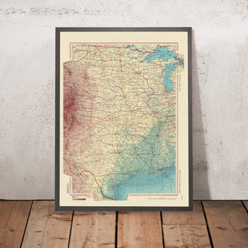 Alte Karte der zentralen USA, 1967: Chicago, New Orleans, Rocky Mountains, Mississippi River 