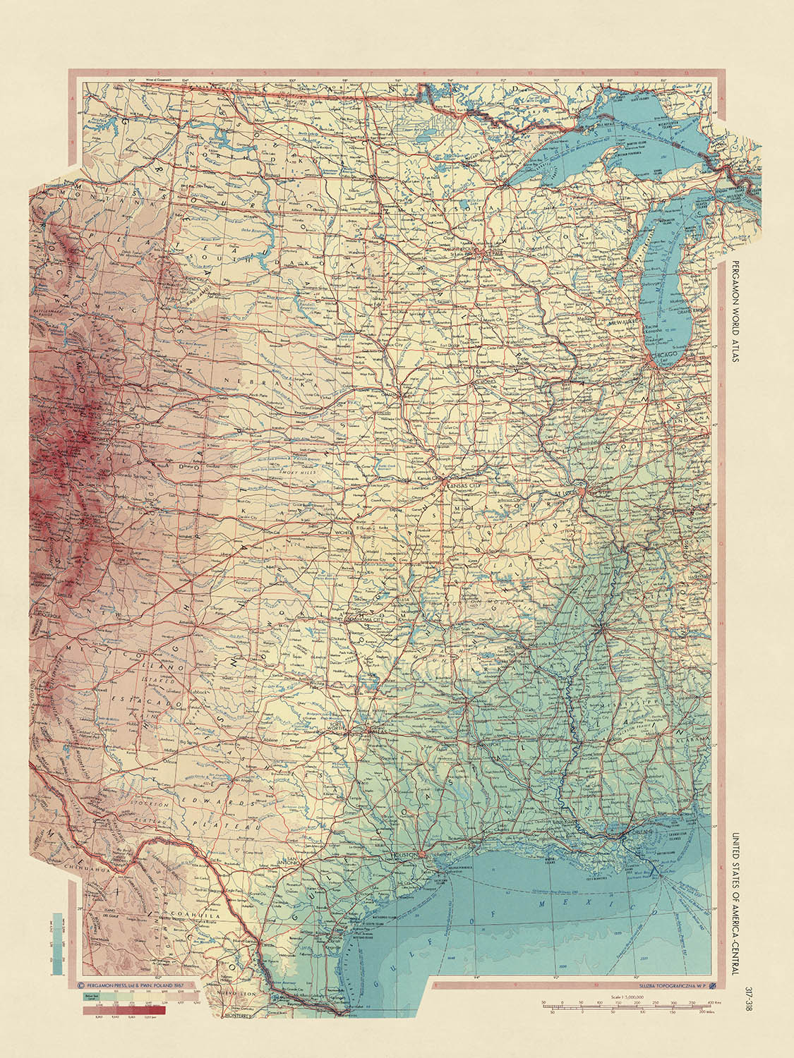 Old Map Of Central USA 1967 Chicago New Orleans Rocky Mountains M old-map-of-central-usa-1967-chicago-new-orleans-rocky-mountains-m