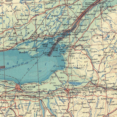 Mapa antiguo de los Grandes Lagos, 1967: Lago Míchigan, Lago Hurón, Lago Ontario, Lago Erie y Lago Superior. 