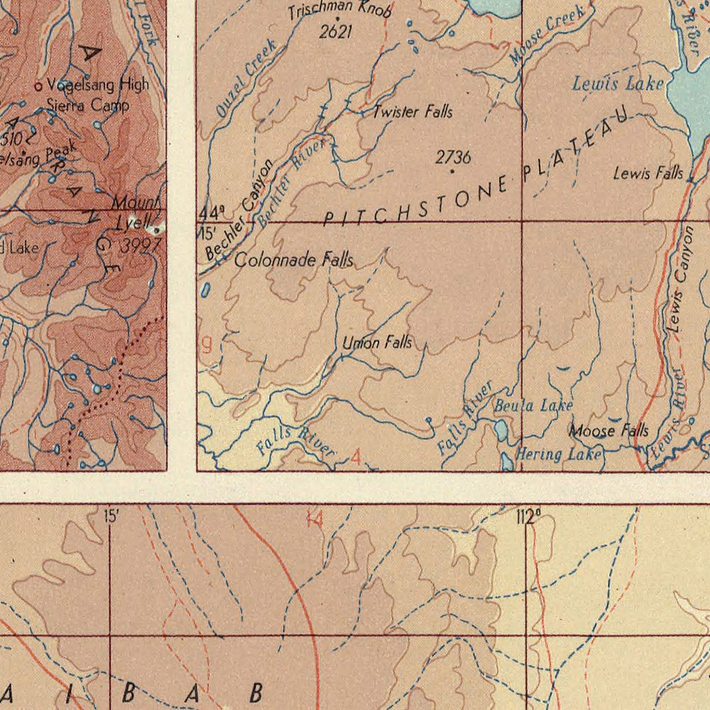 Ancienne carte des États-Unis, 1967 : Yellowstone, Grand Canyon, Yosemite, fleuve Mississippi, atterrissage sur la Lune