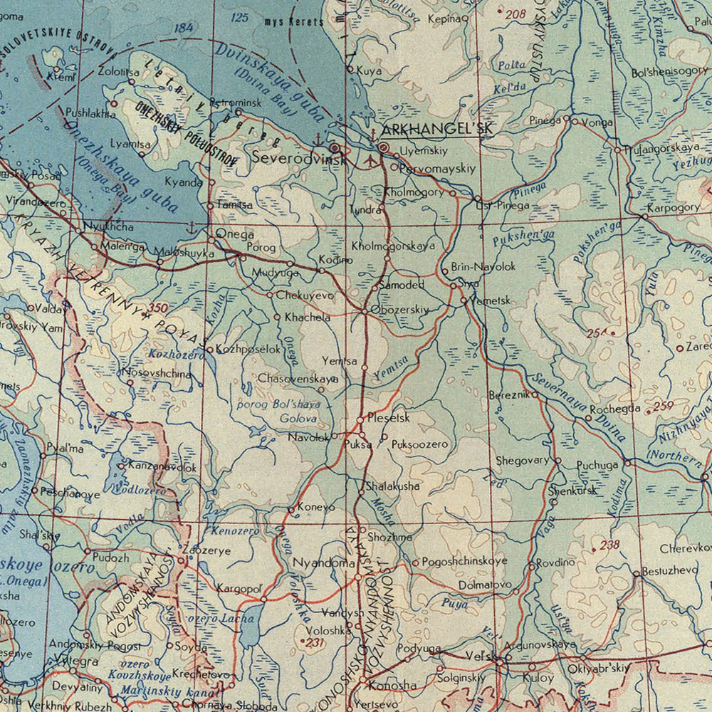 Alte Karte der UdSSR in Europa (Nord) vom Topografischen Dienst der polnischen Armee, 1967: Estland, Finnland, Lettland, Russland, detaillierte politische und physische Merkmale