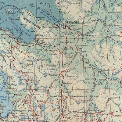 Ancienne carte de l'URSS en Europe (Nord) par le service topographique de l'armée polonaise, 1967 : Estonie, Finlande, Lettonie, Russie, caractéristiques politiques et physiques détaillées