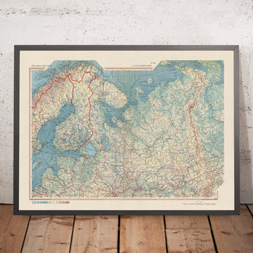 Old Map of USSR in North Europe, 1967: Estonia, Finland, Latvia, Russia, Political & Physical Atlas