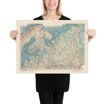Mapa antiguo de la URSS en Europa (Norte) realizado por el Servicio de Topografía del Ejército Polaco, 1967: Estonia, Finlandia, Letonia, Rusia, características físicas y políticas detalladas