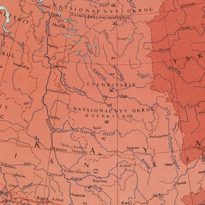 Ancienne carte de l'Union soviétique réalisée par le service topographique de l'armée polonaise, 1967 : Kazakhstan, Ukraine, Lituanie, océan Arctique, géopolitique de la guerre froide