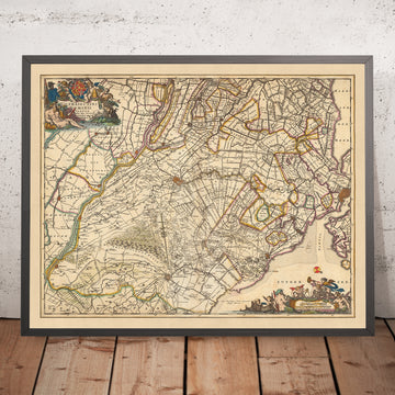 Mappa antica di Utrecht di Visscher, 1690: Amsterdam, Amersfoort, Hilversum, Zeist, Nieuwegein 