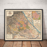 Old Map of Vienna by Gustav Freytag in 1895 - Innere Stadt, Leopoldstadt, Wieden, Margareten, Landstraße