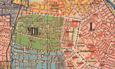 Old Map of Vienna by Gustav Freytag in 1895 - Innere Stadt, Leopoldstadt, Wieden, Margareten, Landstraße