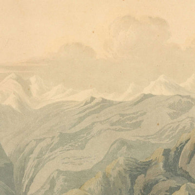 Première vue de l'Himalaya par les Européens, par Robert Havell et James Fraser, 1820