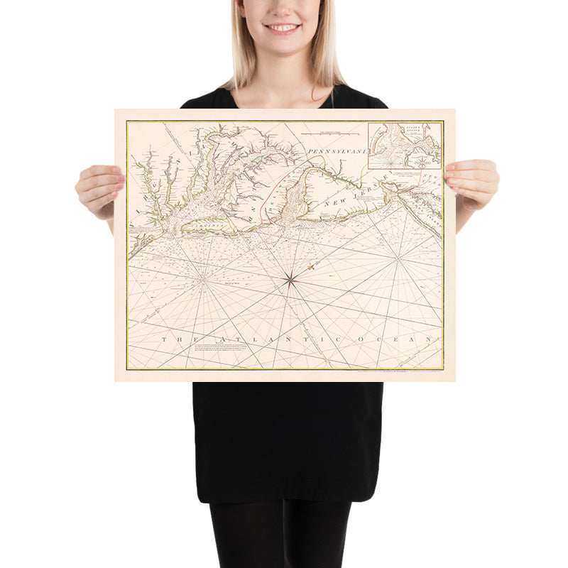 Alter Chesapeake Bay zu New York Seekarte von Heather, 1802: Virginia, Maryland, New Jersey Küste 