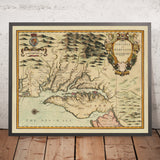 Alte Karte von Virginia & Maryland von John Speed, 1676: Jamestown, Yorktown, die Chesapeake Bay und die Mason-Dixon-Linie 