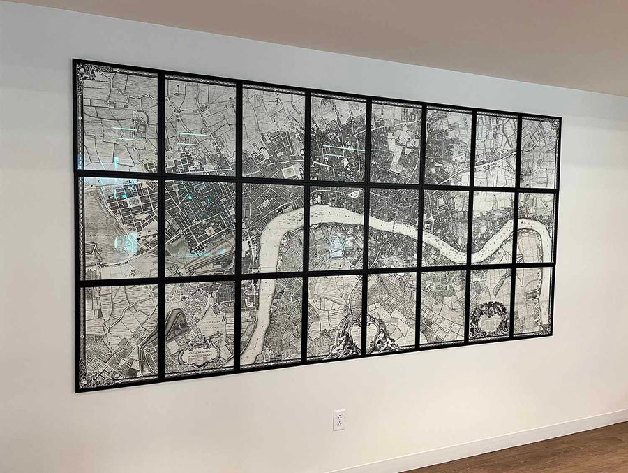 Vollständige große Karte von London im Jahr 1746 von John Rocque 