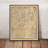 Mapa antiguo de Westfalia de Visscher, 1690: Hamburgo, Bremen, Hannover, Colonia, Dortmund