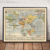 Mapa mundial colonial francés antiguo por Vidal Lablache, 1897: Gráfico educativo 