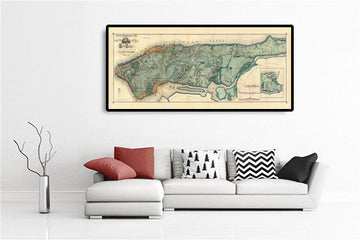 Alte Karte der Abwasserkanäle und Wasserwege von Manhattan im Jahr 1865 von Ferdinand Mayer & Co - Hudson River, East River, Blackwells Island, NYC, Central Park 