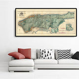 Old Map of Manhattan's Sewers and Waterways in 1865 by Ferdinand Mayer & Co - Hudson River, East River, Blackwells Island, NYC, Central Park