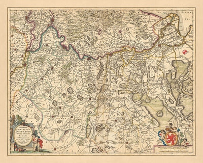 Old Map of Zutphen by Visscher, 1690: Apeldoorn, Arnhem, Nijmegen, Deventer, De Hoge Veluwe National Park