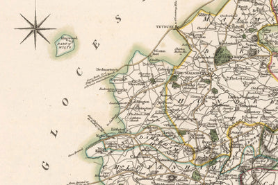 Ancienne carte du Wiltshire en 1801 par John Cary - Swindon, Salisbury, Marlborough, Stonehenge, Trowbridge