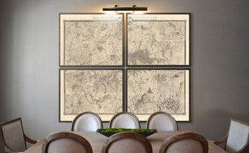 Old Map of London in 1746  - 4 Parts, Panels Framed, Unframed - John Rocque Quadriptych