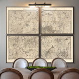 Old Map of London in 1746  - 4 Parts, Panels Framed, Unframed - John Rocque Quadriptych