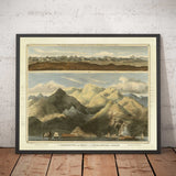 Ancienne carte des collines d'Ecosse en 1832 par John Thomson - Les Highlands, Ben Nevis, Loch na Garr, Cairngorms, Ben Macdui, Ben Venue