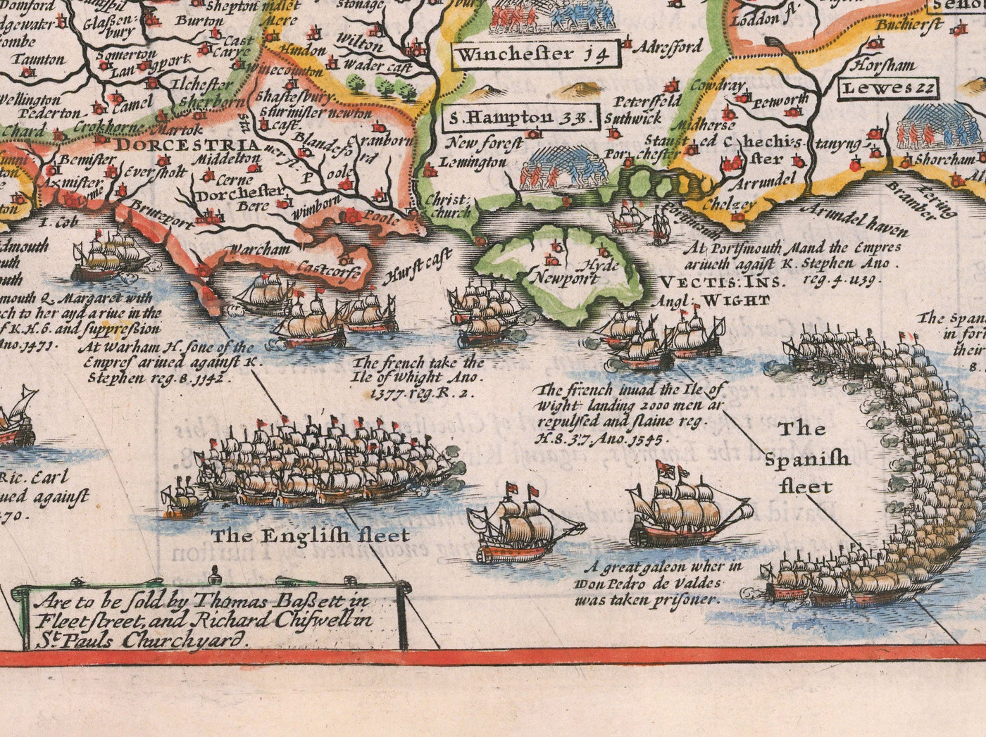 Alte England und Irland Karte, 1676 - Invasionen und Bürgerkriege seit 1066 - Antike Wandkunst