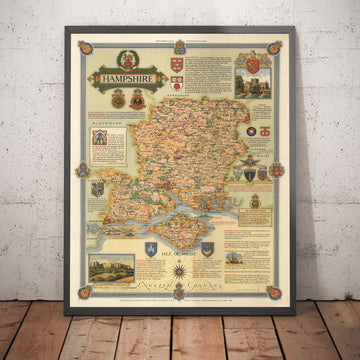 Old Map of Hampshire in 1947 by Ernest Clegg - Southampton, Isle of Wight, Portsmouth, Bournemouth, Winchester