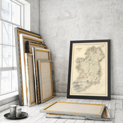 Mapa antiguo de Irlanda en 1872 - Rare, atractivo en color mapa de A. fullarton & co