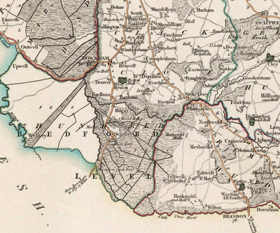 Alte Karte von Norfolk im Jahr 1807 von John Cary - Norwich, Cromer, Great Yarmouth, Thetford, King's Lynn