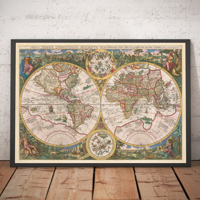 Carte ancienne du monde, 1596, Atlas Carte de Johannes Baptista Vriters