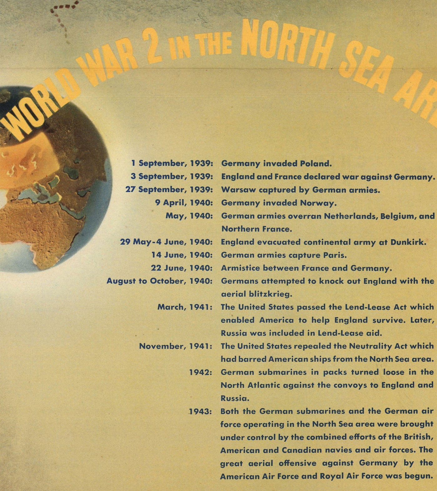 NavWarMap No. 3 - Old World War 2 Map, 1944 - Western Front, Allies vs. Nazi - US Navy Educational & Propaganda Map