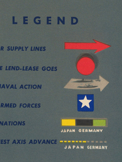 NavWarMap No. 6 - Old World War 2 Map, 1944 - US Navy Educational & Propaganda Map - Maritime Allies vs. Nazi Wall Chart