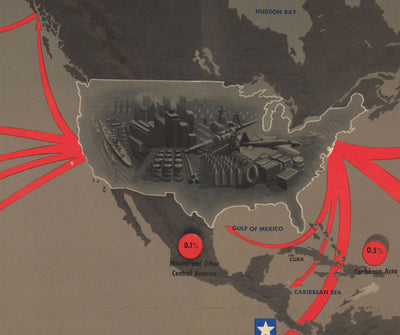 NAVWARMAP N ° 6 - Old World War 2 map, 1944 - Carte éducative et propagande de la marine américaine - Maritime Allies vs. Tableau mural nazi