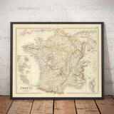Mapa antiguo de Francia y sus posesiones extranjeras, 1872 por Archibald Fullarton - Argelia, Guayana Francesa, Córcega, Los Alpes, Martinica