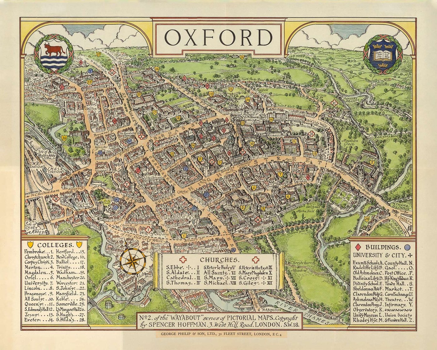 Oxford Gesichtsmaske / Nackenschutz mit Vintage Kartendruck von Oxford im Jahr 1929 von Spencer Hoffman