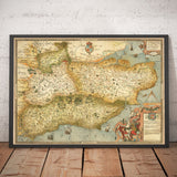 Alte Karte von Südostengland im Jahr 1575 von Saxton - Seltene erste Karte von London, Kent, Sussex, Surrey, Middlesex 