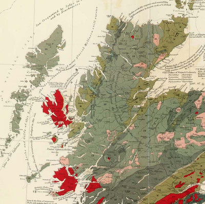 Ancienne carte géologique et paléontologique de l'Écosse, 1854, par A.K. Johnston et Edward Forbes - Rare Fossil Wall Chart