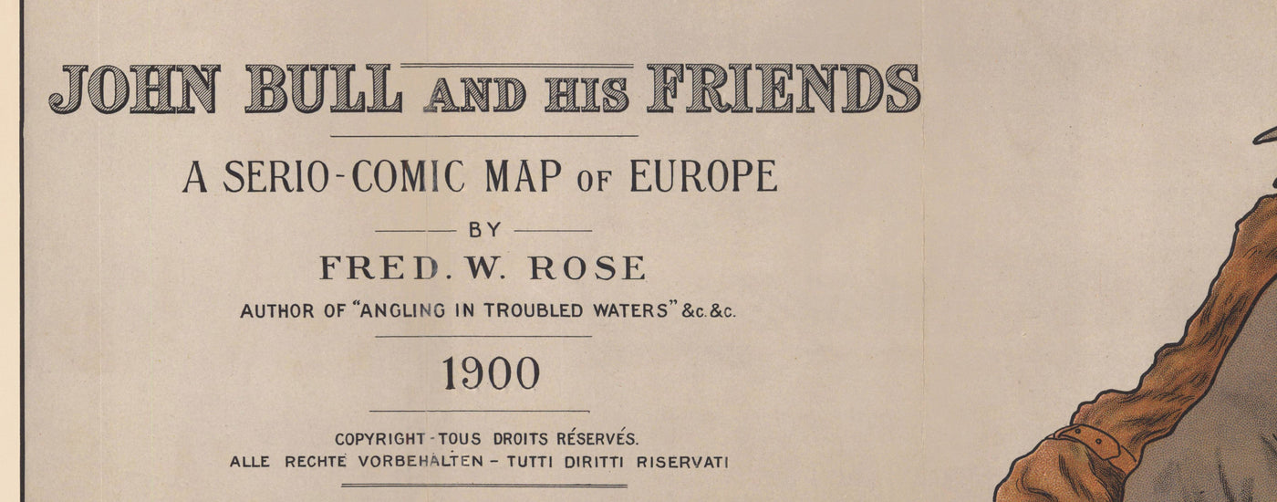 Mapa satírico antiguo de Europa, 1900 por Fredrick Rose - John Bull Propaganda Serio-Comic, Octopus Nikolai II Imperio Ruso
