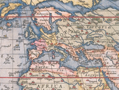Carte mondiale de la vieille monde, 1570 - Le premier Atlas mondial - d'Abraham Ortelius