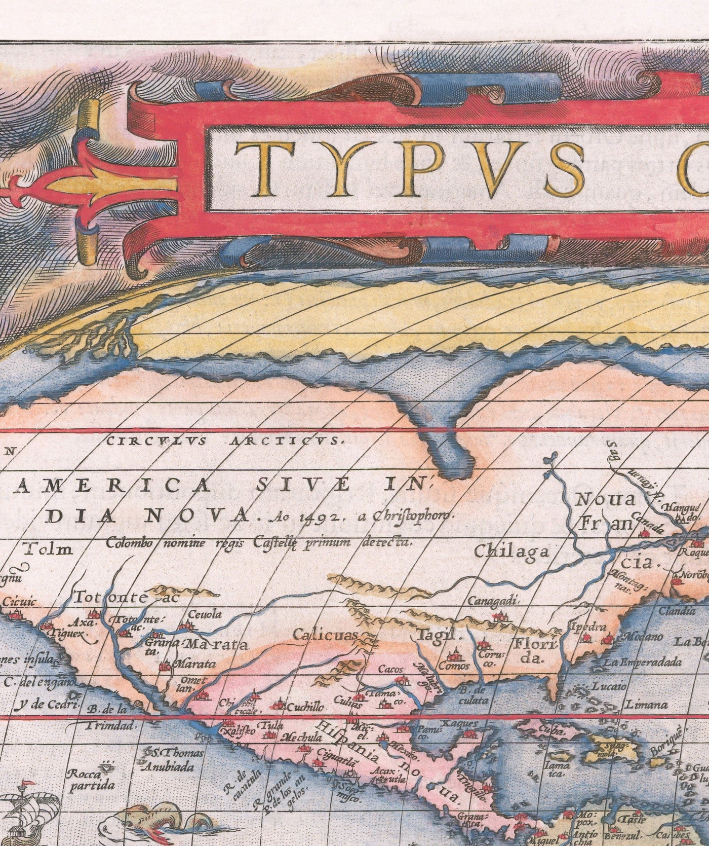 Alte Weltkarte, 1570 - Die Erste Weltatlas - von Abraham Ortelius