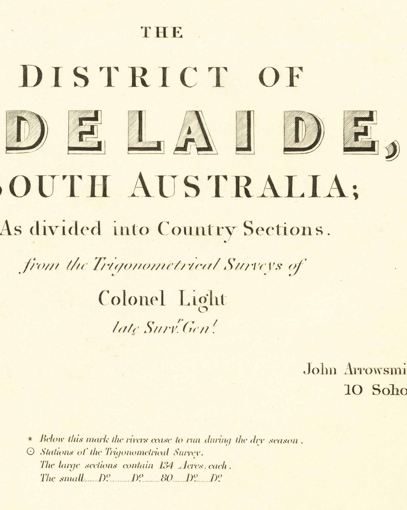 Alte Karte von Adelaide, South Australia von John Arrowsmith, 1839 - Brighton, Port, Norwood, Glenelg Beach