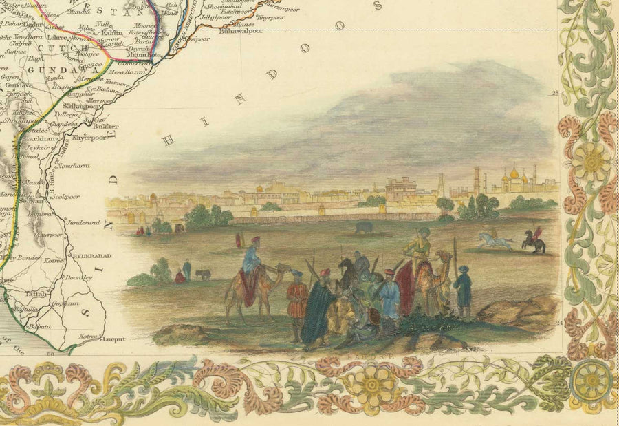 Alte Karte von Pakistan und Afghanistan, 1851 von Tallis und Rapkin - Kabule, Punjab, Iran, Kaschmir, Belutschistan, Arabisches Meer 