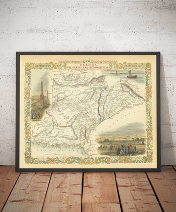 Alte Karte von Pakistan und Afghanistan, 1851 von Tallis und Rapkin - Kabule, Punjab, Iran, Kaschmir, Belutschistan, Arabisches Meer 