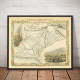 Ancienne carte du Pakistan et de l'Afghanistan, 1851 par Tallis et Rapkin - Cabool, Punjab, Iran, Cachemire, Baloutchistan, mer d'Arabie